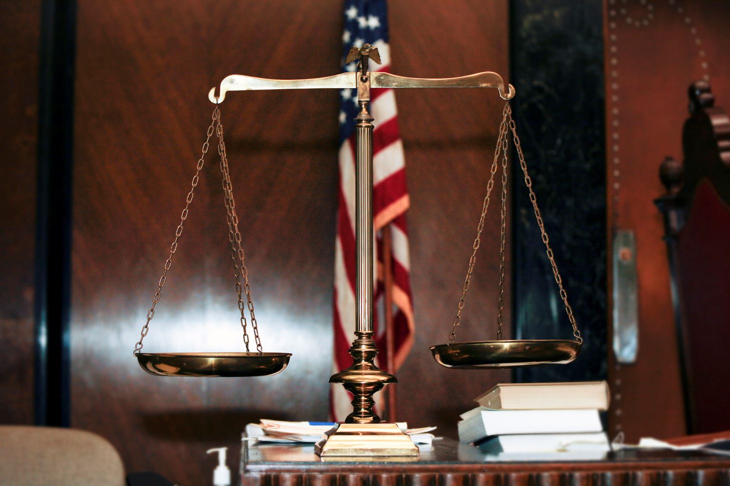 Justice scale and flag